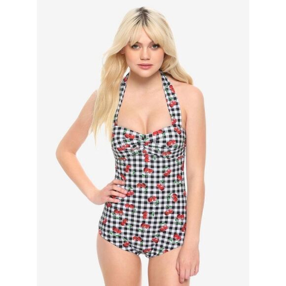 Hot TopiccCherry Gingham Short Swimsuit - Picture 1 of 10